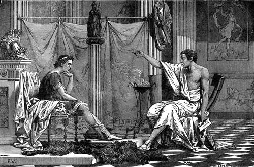 亚里士多德正在给亚历山大大帝授课