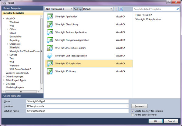 Silverlight3DApp模板
